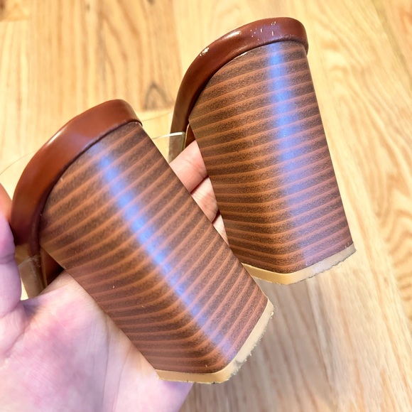 Brown Chunky Heel with Clear Straps - Picture 3 of 4